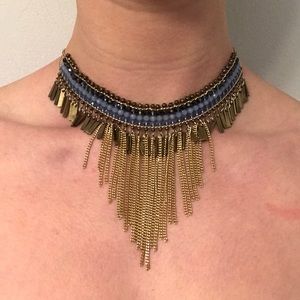 Blue and gold choker necklace
